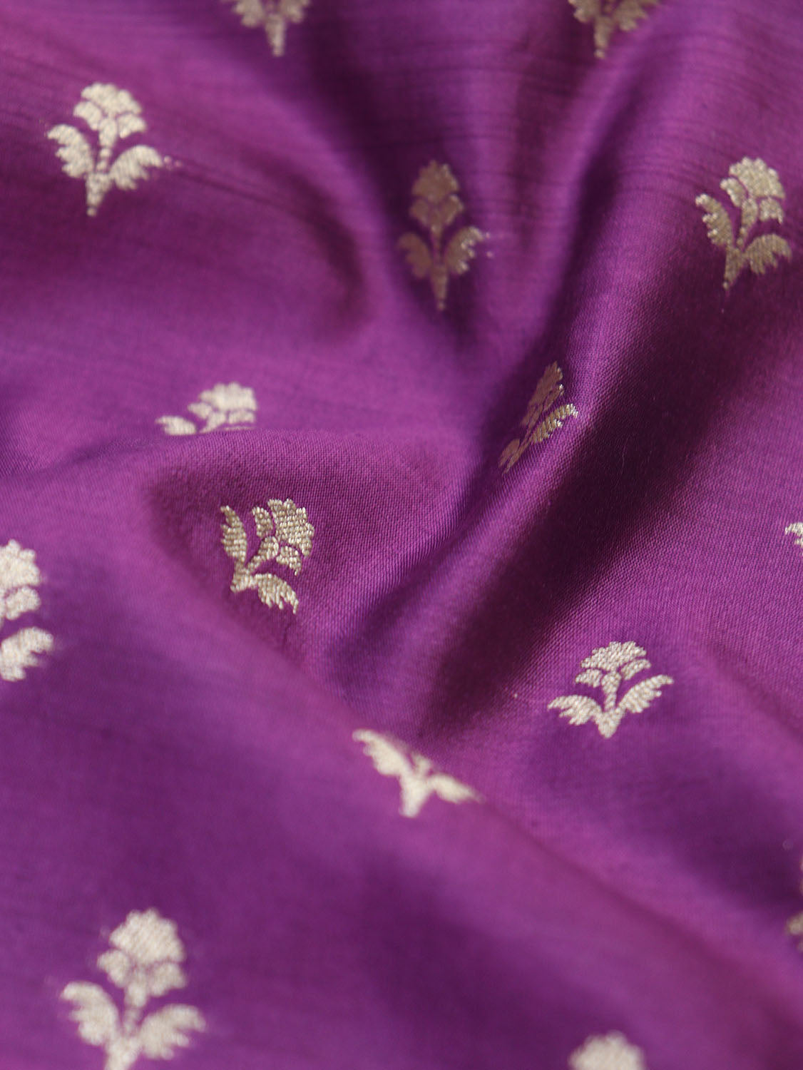 Exquisite Pure Purple Banarasi Chiniya Silk Fabric ( 1 Mtr ) - Luxurion World