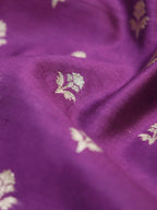 Exquisite Pure Purple Banarasi Chiniya Silk Fabric ( 1 Mtr ) - Luxurion World