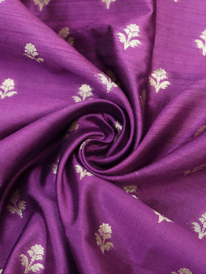 Purple Banarasi Chiniya Silk Fabric ( 1 Mtr ) - Luxurion World