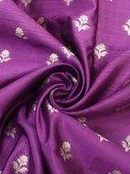Exquisite Pure Purple Banarasi Chiniya Silk Fabric ( 1 Mtr ) - Luxurion World