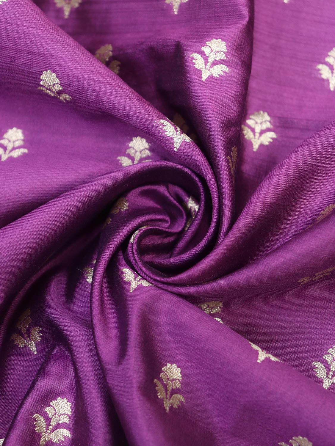 Exquisite Pure Purple Banarasi Chiniya Silk Fabric ( 1 Mtr ) - Luxurion World