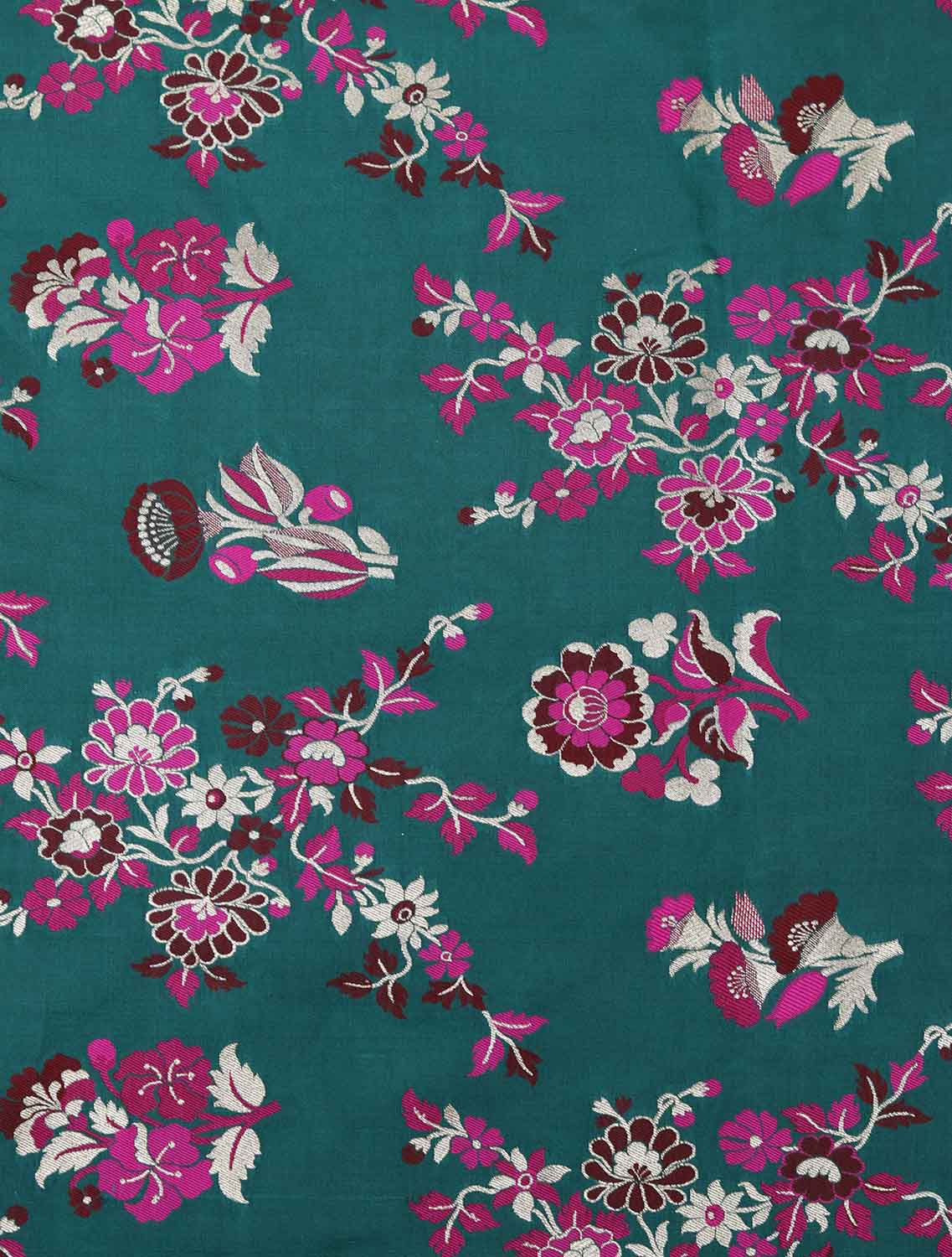 Green Banarasi Silk Meenakari Fabric ( 1 Mtr ) - Luxurion World
