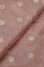 Exquisite Pink Banarasi Tissue Silk Fabric with Zari Booti Design (1 Mtr) - Luxurion World