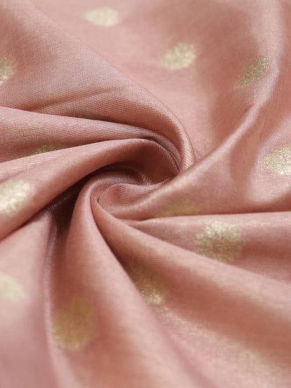 Exquisite Pink Banarasi Tissue Silk Fabric with Zari Booti Design (1 Mtr) - Luxurion World