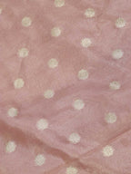 Exquisite Pink Banarasi Tissue Silk Fabric with Zari Booti Design (1 Mtr) - Luxurion World