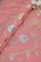 Pink Banarasi Sona Roopa Silk Fabric (1 Mtr): Luxurious Elegance for Your Creations - Luxurion World