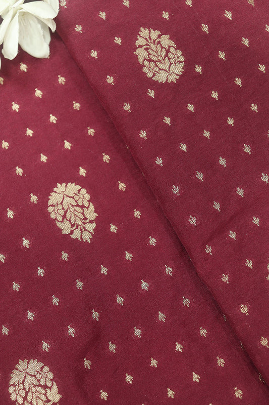 Elegant Maroon Banarasi Silk Fabric: 1 Mtr Length