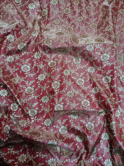 Pink Banarasi Brocade Silk Fabric (1 Mtr) - Luxurion World