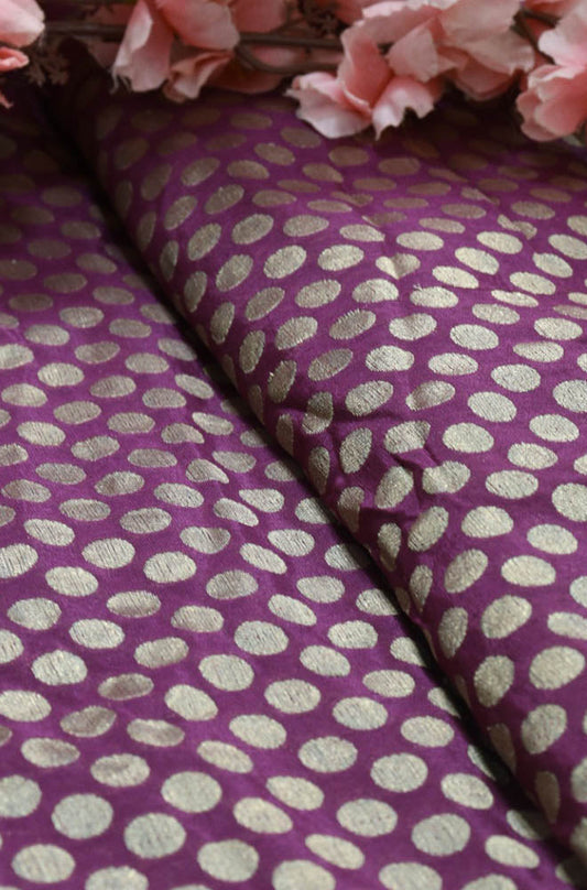 Purple Banarasi Silk Fabric ( 1 Mtr ) - Luxurion World