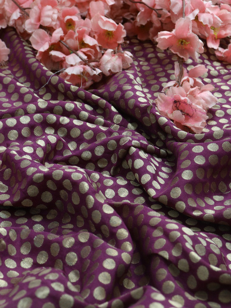 Purple Banarasi Silk Fabric ( 1 Mtr ) - Luxurion World