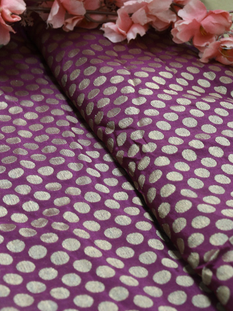 Purple Banarasi Silk Fabric ( 1 Mtr ) - Luxurion World