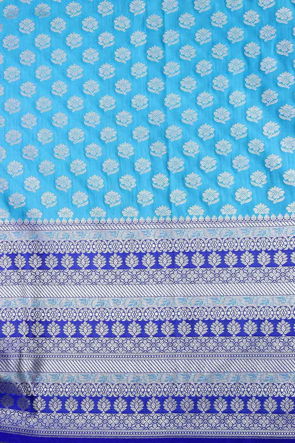 Blue Banarasi Silk Fabric ( 0.75 Mtr ) - Luxurion World