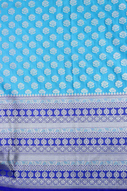 Blue Banarasi Silk Fabric ( 0.75 Mtr ) - Luxurion World