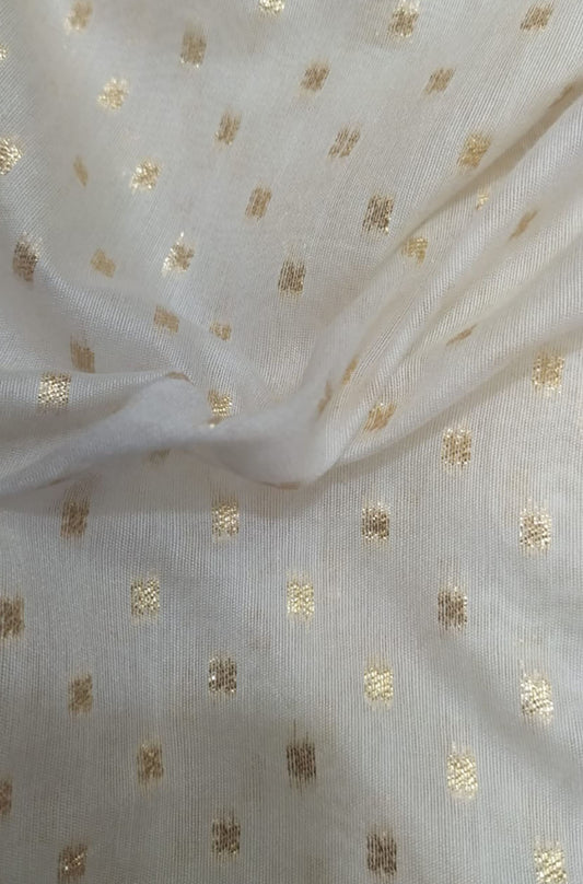 Dyeable Banarasi Chanderi Silk Zari Work Fabric ( 1 Mtr ) - Luxurion World