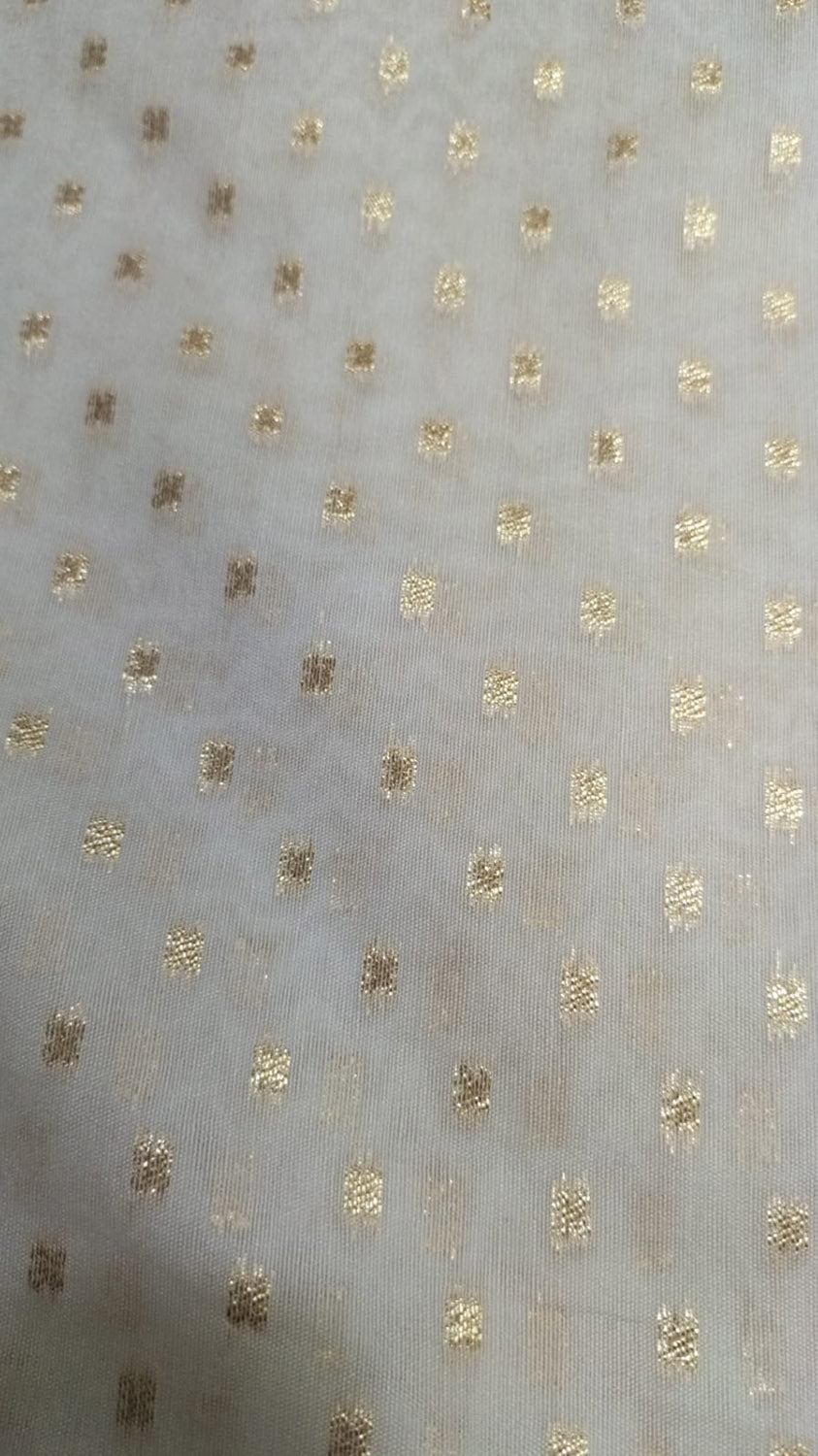 Dyeable Banarasi Chanderi Silk Zari Work Fabric ( 1 Mtr ) - Luxurion World