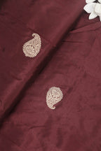 Elegant Maroon Banarasi Pure Katan Silk Kadwa Fabric (1 Mtr) - Luxurion World