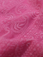 Stunning Pink Chikankari Georgette Fabric - 1 Mtr Embroidered - Luxurion World