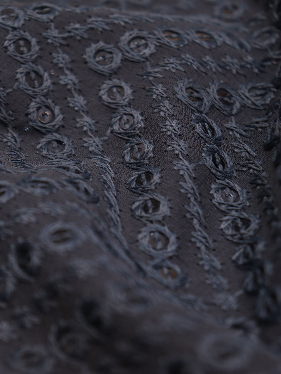 Stunning Black Chikankari Georgette Fabric with Sequins (1 Mtr) - Luxurion World