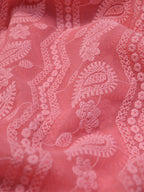 Stunning Pink Chikankari Georgette Fabric - 1 Mtr Embroidered - Luxurion World