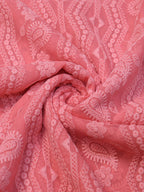 Stunning Pink Chikankari Georgette Fabric - 1 Mtr Embroidered - Luxurion World