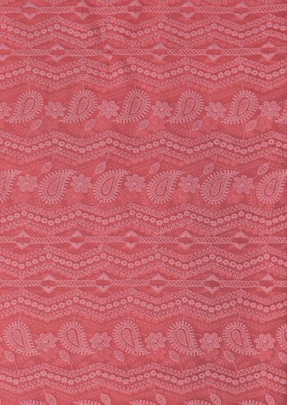 Stunning Pink Chikankari Georgette Fabric - 1 Mtr Embroidered - Luxurion World