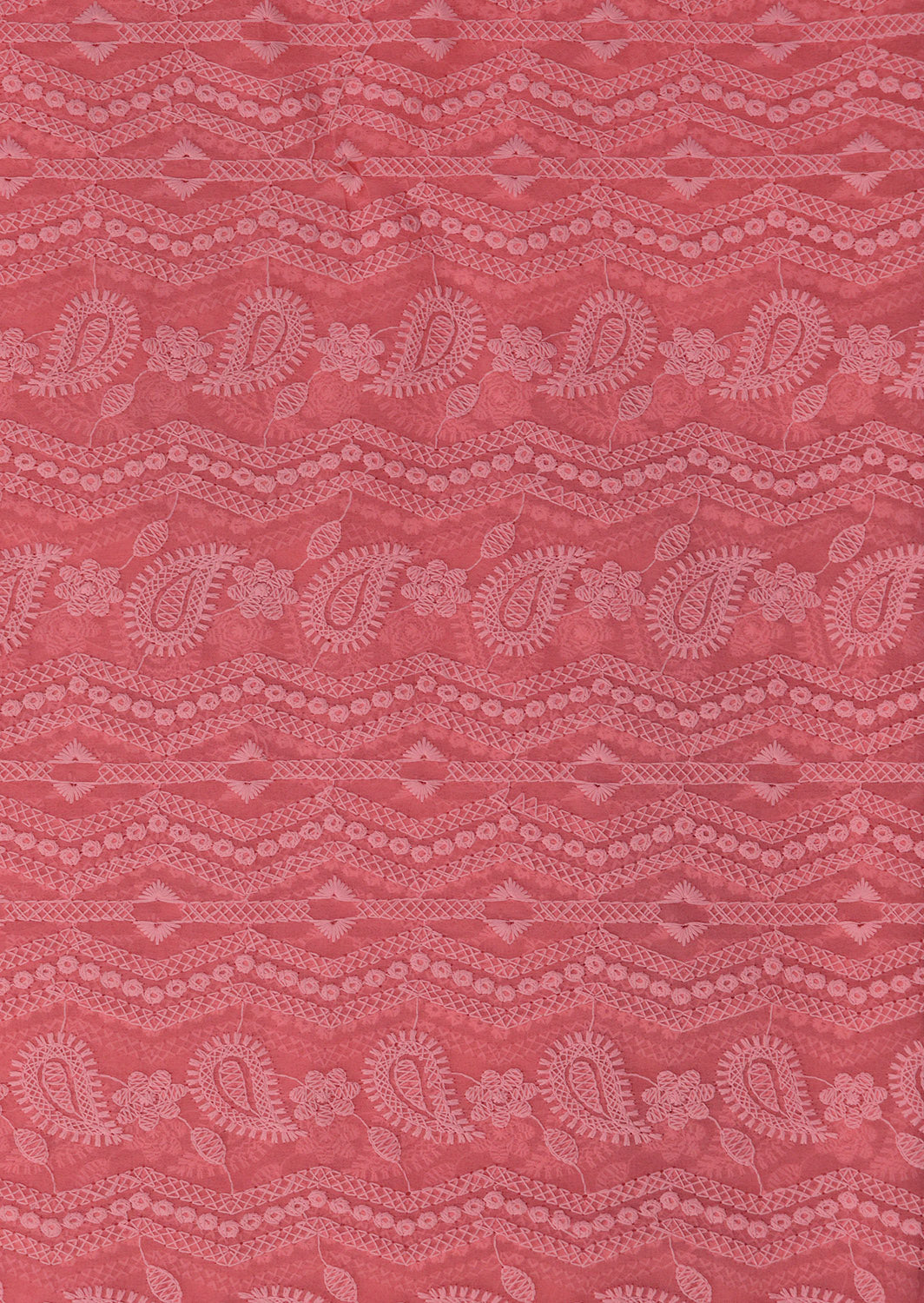 Stunning Pink Chikankari Georgette Fabric - 1 Mtr Embroidered - Luxurion World