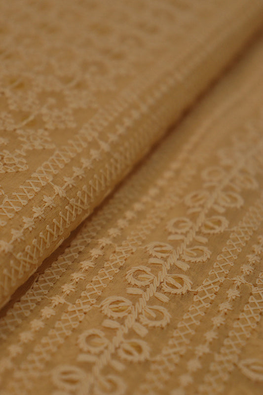 Chikankari Georgette Fabric with Pastel Embroidery & Sequins (1 Mtr) - Luxurion World