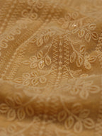 Chikankari Georgette Fabric with Pastel Embroidery & Sequins (1 Mtr) - Luxurion World