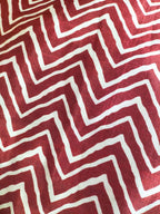 Maroon Digital Printed Gajji Silk Zig Zag Design Fabric ( 1 Mtr ) - Luxurion World