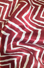 Maroon Digital Printed Gajji Silk Zig Zag Design Fabric ( 1 Mtr ) - Luxurion World