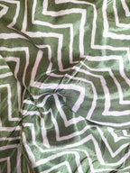 Green Digital Printed Gajji Silk Zig Zag Design Fabric ( 1 Mtr ) - Luxurion World