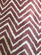 Brown Digital Printed Gajji Silk Zig Zag Design Fabric ( 1 Mtr ) - Luxurion World