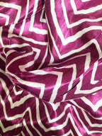 Purple Digital Printed Gajji Silk Zig Zag Design Fabric ( 1 Mtr ) - Luxurion World