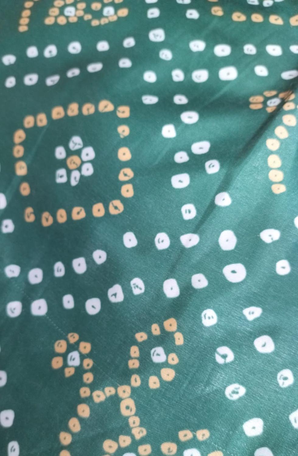Green Digital Printed Gajji Silk Bandhani Design Fabric ( 1 Mtr ) - Luxurion World