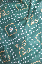 Green Digital Printed Gajji Silk Bandhani Design Fabric ( 1 Mtr ) - Luxurion World
