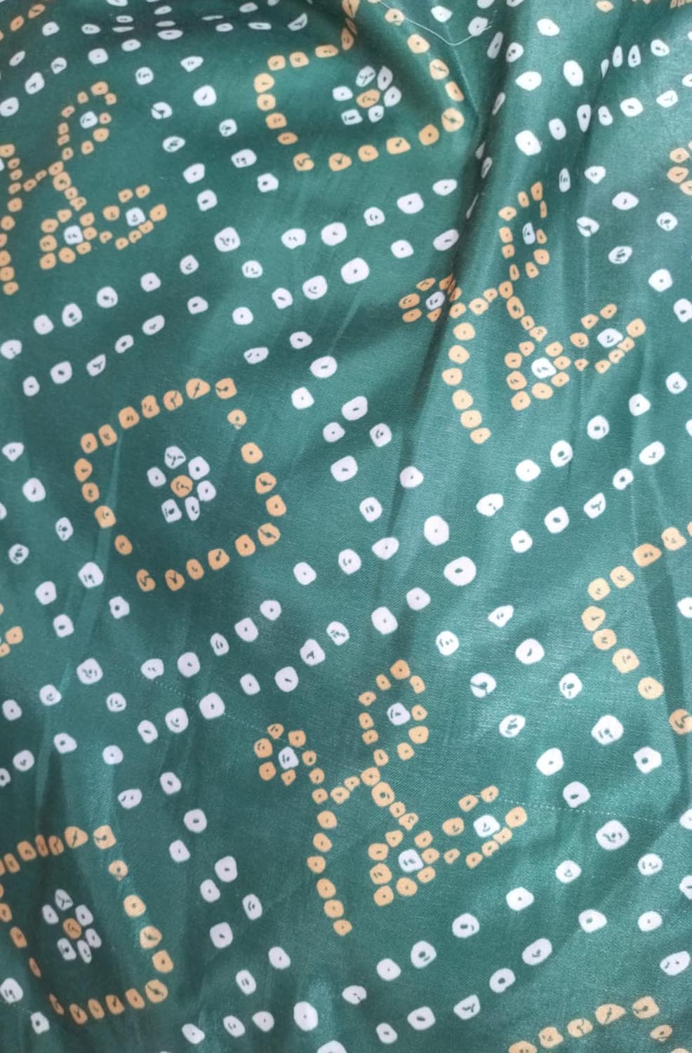 Green Digital Printed Gajji Silk Bandhani Design Fabric ( 1 Mtr ) - Luxurion World