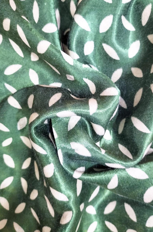 Green Digital Printed Gajji Silk Fabric ( 1 Mtr ) - Luxurion World