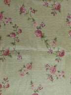 Green Digital Printed Tussar Silk Fabric ( 1 Mtr ) - Luxurion World