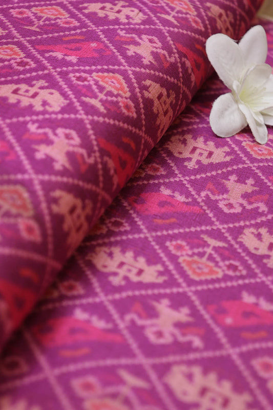 Purple Digital Printed Patola Tussar Silk Fabric ( 1 Mtr ) - Luxurion World