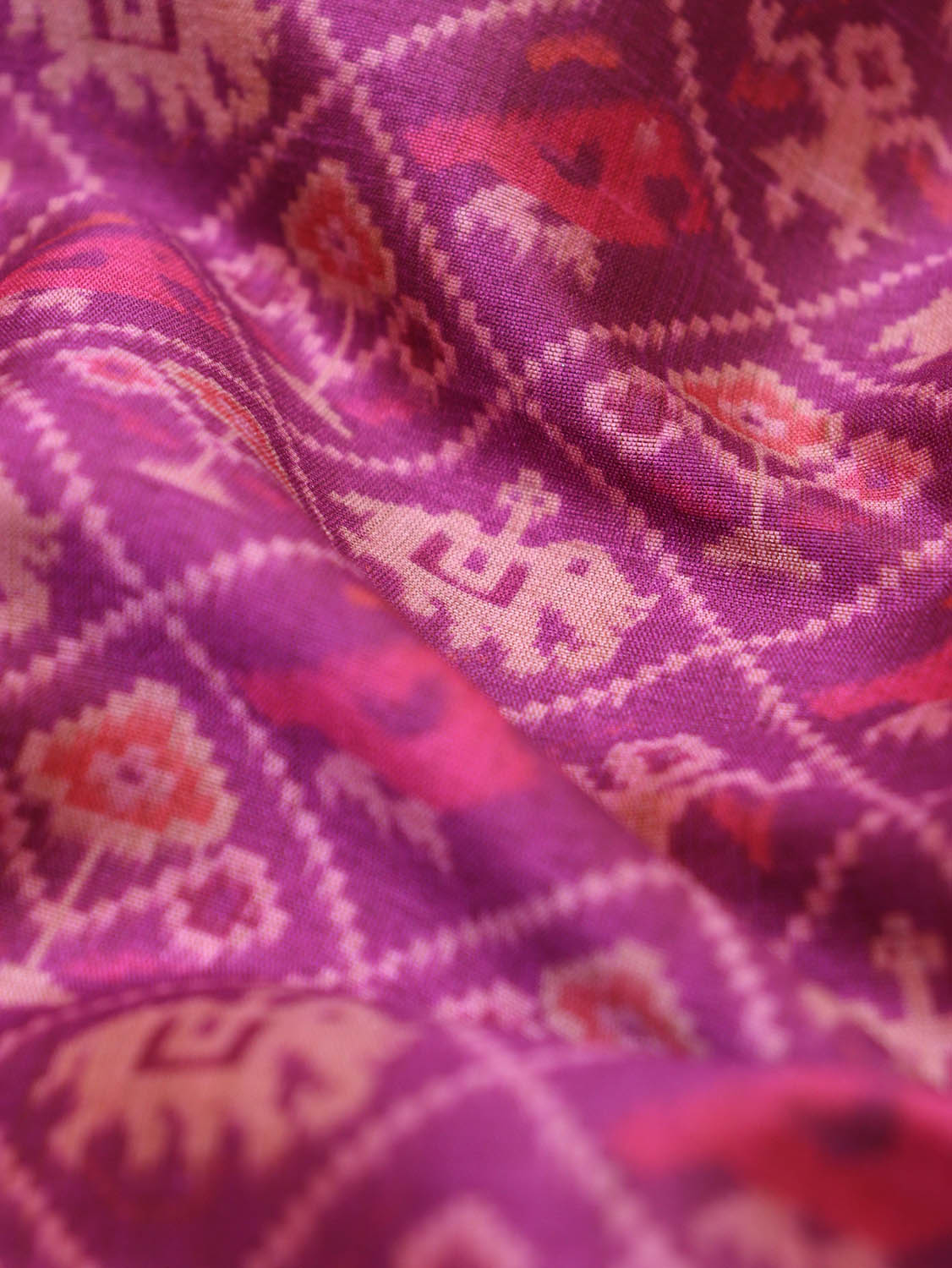 Purple Digital Printed Patola Tussar Silk Fabric ( 1 Mtr ) - Luxurion World