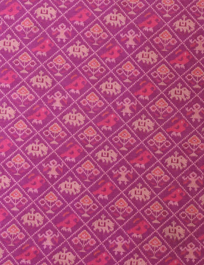 Purple Digital Printed Patola Tussar Silk Fabric ( 1 Mtr )