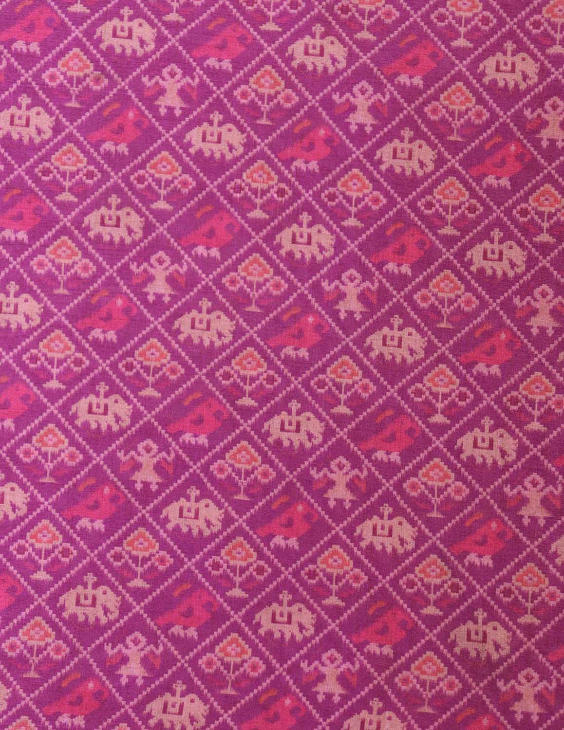Purple Digital Printed Patola Tussar Silk Fabric ( 1 Mtr ) - Luxurion World