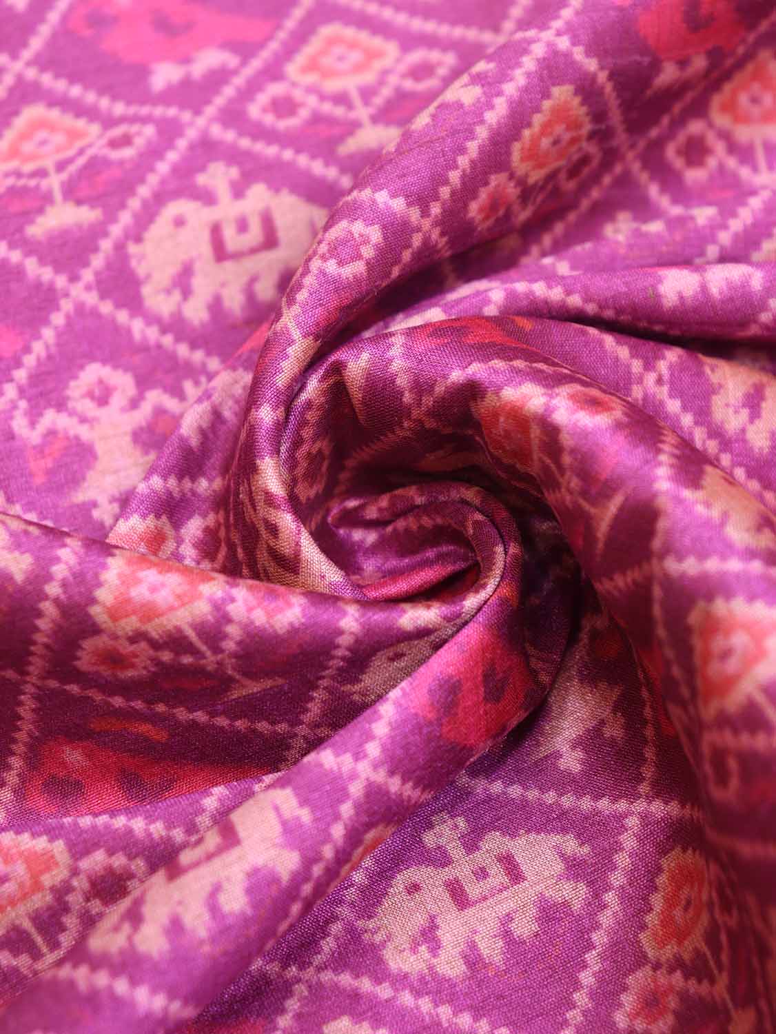 Purple Digital Printed Patola Tussar Silk Fabric ( 1 Mtr ) - Luxurion World