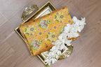 Yellow Digital Printed Tussar Silk Patola Design Fabric ( 1 Mtr ) - Luxurion World