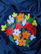 Blue Hand Painted Silk Blouse Fabric (1 Mtr) - Luxurion World