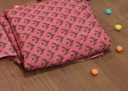 Pink Block Printed Cotton Fabric (1 Mtr) - Luxurion World