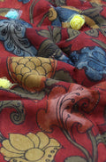 Red Pen Kalamkari Pure Silk Fabric ( 1 Mtr ) - Luxurion World