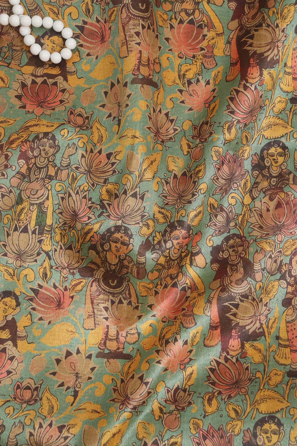 Vibrant Multicolor Kalamkari Tussar Silk: Exquisite Digital Prints ( 1 Mtr ) - Luxurion World