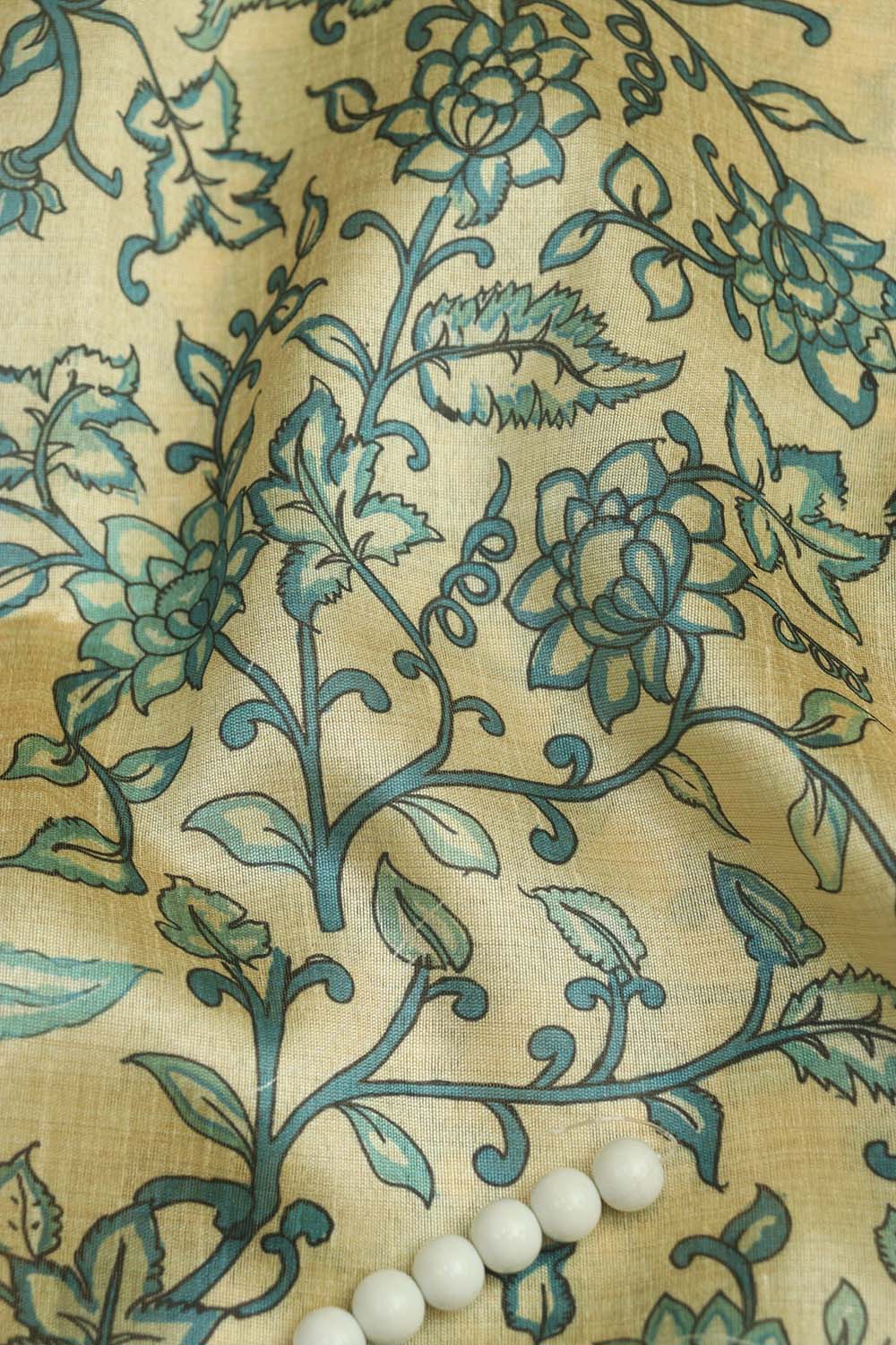 Pastel Kalamkari Tussar Silk: Exquisite Digital Prints  ( 1 Mtr ) - Luxurion World