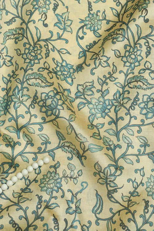 Pastel Kalamkari Tussar Silk: Exquisite Digital Prints  ( 1 Mtr ) - Luxurion World